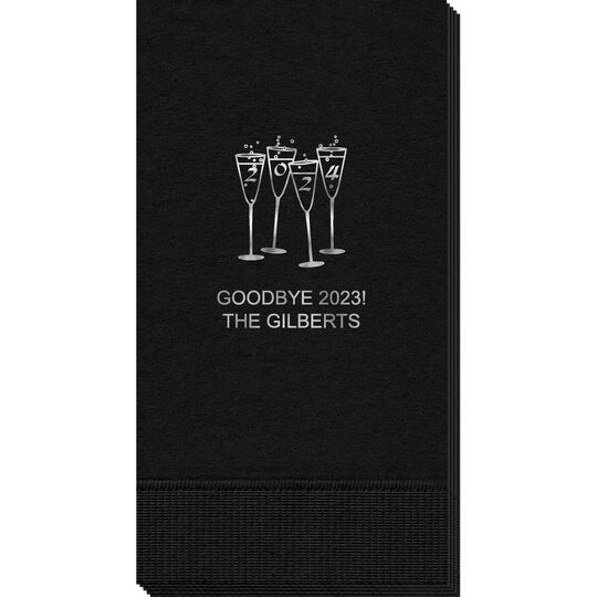 2024 New Years Glasses Guest Towels
